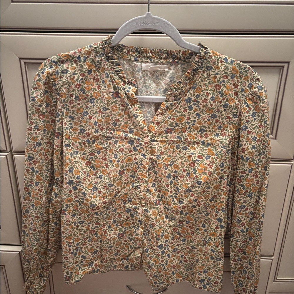 Doen liberty print button down Sleeve Blouse